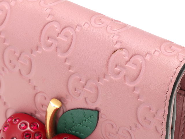 GUCCI グッチ　財布　チェリー付き　ピンク GUCCI グッチ 財布 チェリー付き グッチシマカードケース 476050