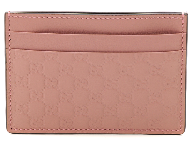 GUCCI グッチ マイクログッチシマ カードケース ピンク レザー