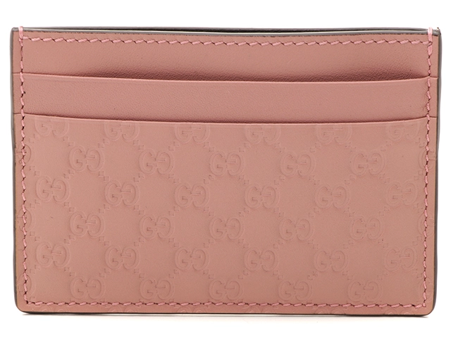 GUCCI グッチ マイクログッチシマ カードケース ピンク レザー