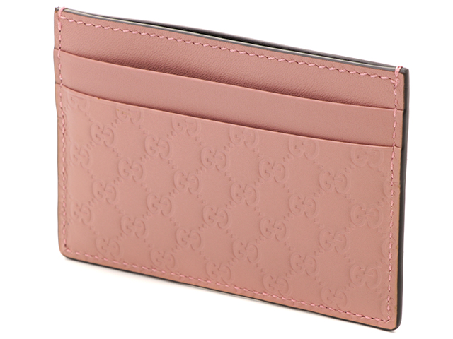 GUCCI グッチ マイクログッチシマ カードケース ピンク レザー