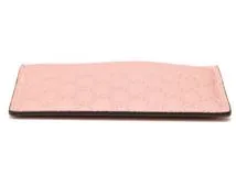 GUCCI グッチ マイクログッチシマ カードケース ピンク レザー