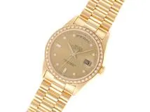 L番　ROLEX　ロレックス　デイデイト　18348A　金無垢　ダイヤベゼル　10PD　ゴールド文字盤　メンズ　腕時計（2143600357384）【200】C