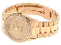 L番　ROLEX　ロレックス　デイデイト　18348A　金無垢　ダイヤベゼル　10PD　ゴールド文字盤　メンズ　腕時計（2143600357384）【200】C