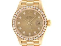 E番 ROLEX ロレックス 時計 デイトジャスト 69138G シャンパンゴールド文字盤 ダイヤベゼル YG 10Pダイヤ 自動巻き レディース（2143600357391）M【200】