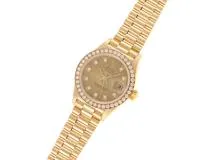 E番 ROLEX ロレックス 時計 デイトジャスト 69138G シャンパンゴールド文字盤 ダイヤベゼル YG 10Pダイヤ 自動巻き レディース（2143600357391）M【200】