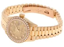E番 ROLEX ロレックス 時計 デイトジャスト 69138G シャンパンゴールド文字盤 ダイヤベゼル YG 10Pダイヤ 自動巻き レディース（2143600357391）M【200】