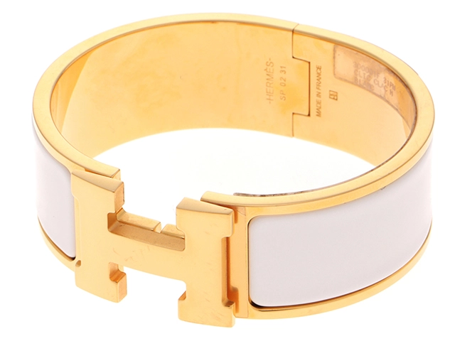 HERMES　エルメス　小物　クリッククラックGM　ホワイト　GP　エナメル　2143600358640　【200】