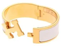 HERMES　エルメス　小物　クリッククラックGM　ホワイト　GP　エナメル　2143600358640　【200】