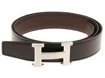 Hermès Belt Buckle & Reversible Belt #90 Black / Guilloche