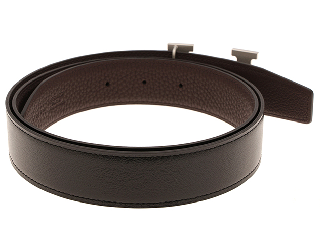 HERMES エルメス Hベルト 32mm 95 ブラック/ショコラ ボックス