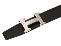 HERMES　エルメス　Hベルト　32mm　95　ブラック/ショコラ　ボックスカーフ/トゴ　SV金具【431】2143600359142