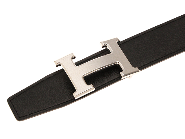 HERMES エルメス Hベルト 32mm 95 ブラック/ショコラ ボックス