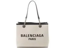 BALENCIAGA バレンシアガ デューティーフリートートＭ ナチュラル/ブラック キャンバス/カーフ 759973 2143600360704【432】