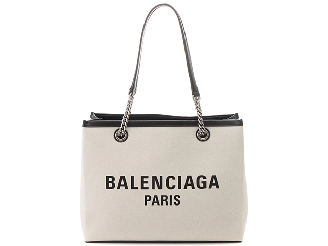 BALENCIAGA バレンシアガ デューティーフリートートＭ ナチュラル/ブラック キャンバス/カーフ 759973 2143600360704【432】