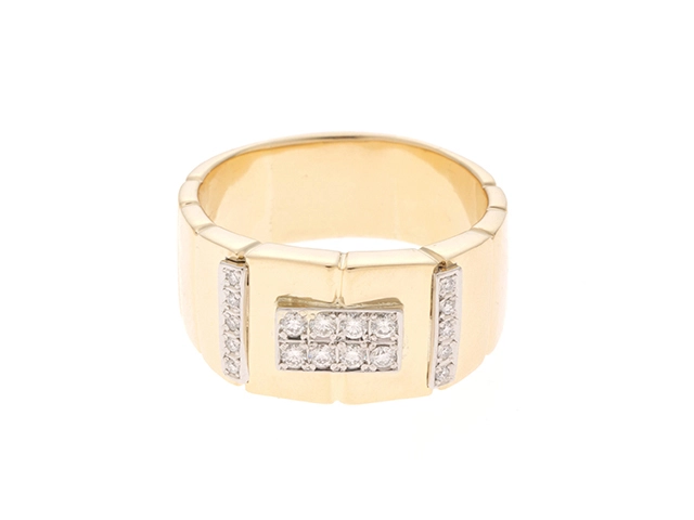 JEWELRY　ジュエリー　 リング　K18イエローゴールド/PT900プラチナ　　ダイヤモンド0.37 　28.4ｇ　28.5号　鑑別書あり【472】AH