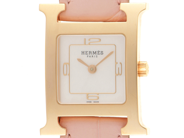 最終値下げHERMES エルメスHウォッチ HH1.202C B刻印2023年製 エルメス Hウォッチ HH1.202 ホワイトシェル/ダイヤモンド