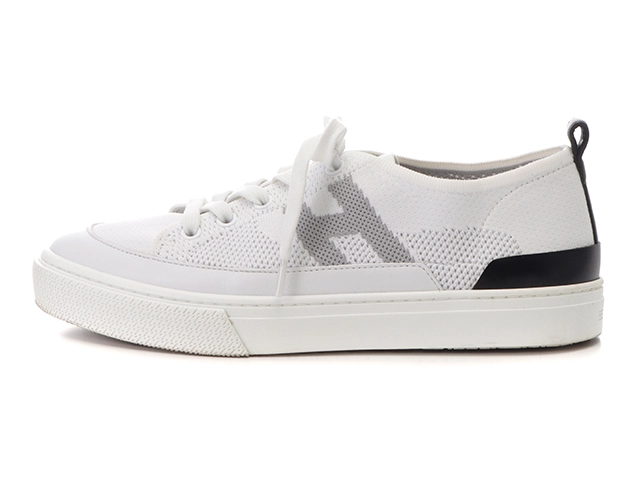 HERMES　エルメス　ディープ ローカットスニーカー　レディース37.5　ホワイト/ブラック　ニット/レザー　H231020Z　2143600372820　【432】