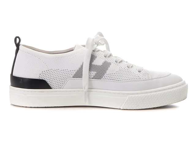 HERMES　エルメス　ディープ ローカットスニーカー　レディース37.5　ホワイト/ブラック　ニット/レザー　H231020Z　2143600372820　【432】