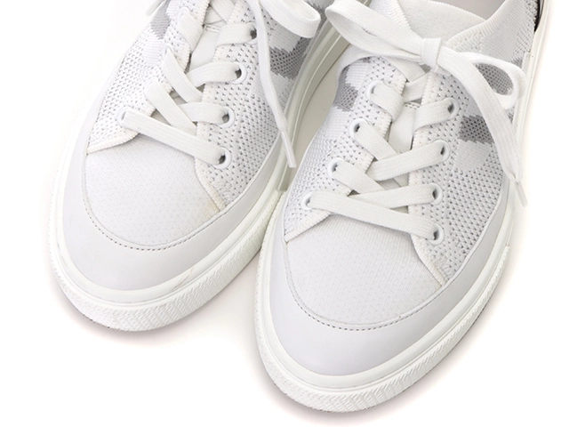 HERMES　エルメス　ディープ ローカットスニーカー　レディース37.5　ホワイト/ブラック　ニット/レザー　H231020Z　2143600372820　【432】