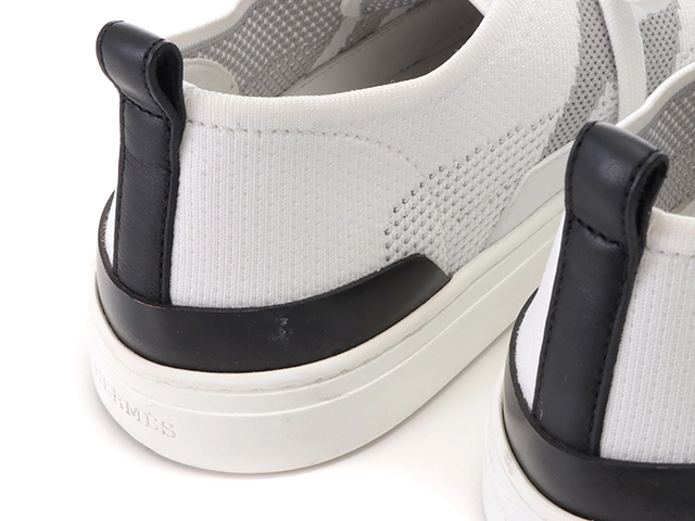 HERMES　エルメス　ディープ ローカットスニーカー　レディース37.5　ホワイト/ブラック　ニット/レザー　H231020Z　2143600372820　【432】