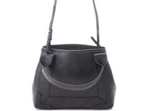 BALENCIAGA　バレンシアガ　オールオーバーロゴ　ネイビー　カバスXS　ブラック　レザー【433】2143600373827