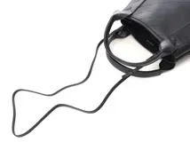 BALENCIAGA　バレンシアガ　オールオーバーロゴ　ネイビー　カバスXS　ブラック　レザー【433】2143600373827