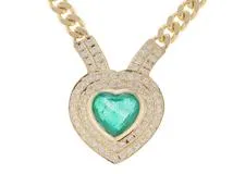 JEWELRY ノンブランドジュエリー 2面カット喜平ネックレス K18イエローゴールド エメラルド3.498/ダイヤモンド0.97カラット 重さ約47.9g【472】SJ