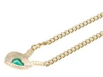JEWELRY ノンブランドジュエリー 2面カット喜平ネックレス K18イエローゴールド エメラルド3.498/ダイヤモンド0.97カラット 重さ約47.9g【472】SJ