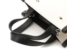 JIMMY CHOO　ジミーチュウ　Mini　N/S　トートバッグ　ナチュラル/ブラック　キャンバス　J000160695001【431】