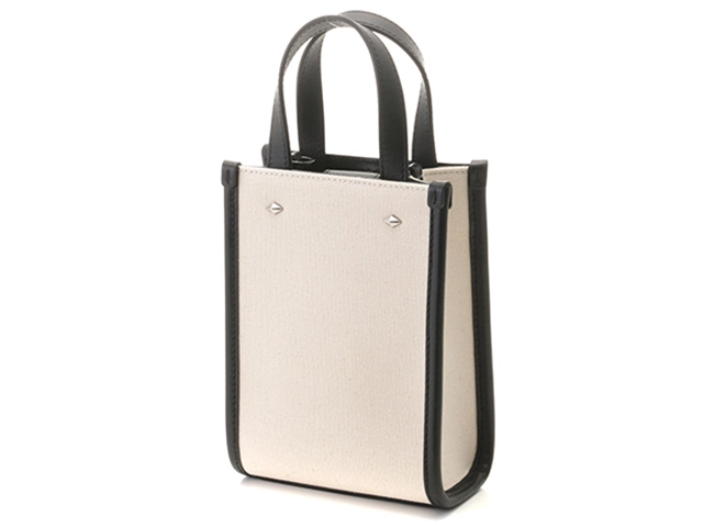 JIMMY　CHOO　ジミーチュウ　Mini　N/S　トートバッグ　J000160695001　ナチュラル/ブラック　キャンバス/レザー　【207】2143600375579