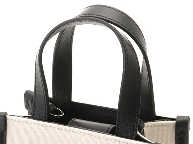 JIMMY　CHOO　ジミーチュウ　Mini　N/S　トートバッグ　J000160695001　ナチュラル/ブラック　キャンバス/レザー　【207】2143600375579