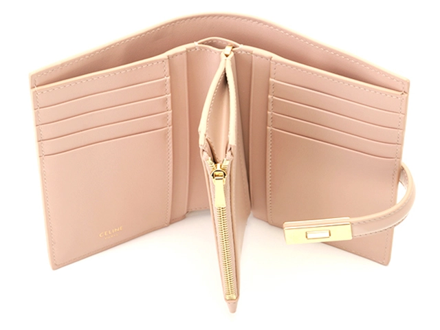 CELINE　セリーヌ　16(セーズ)　コインパース付き二つ折りウォレット　10M483CQ7.03PH　カーフスキン　ソフトピーチ　二つ折り財布　2143600378518【207】