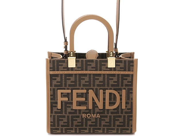 FENDI　フェンディ　ズッカ　サンシャイン　スモール　ベージュ／ブラウン　キャンバス／レザ　8BH394ALVYF1GE3　2143600378594　【437】