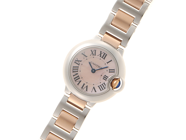 Cartier カルティエ バロンブルーSM クォーツ式 ピンクシェル PG