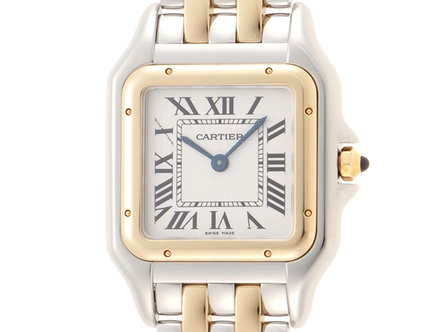 Cartier カルティエ レディース クオーツ パンテールドゥカルティエMM W2PN0007 ホワイト文字盤 K18YG/SS【472】HK