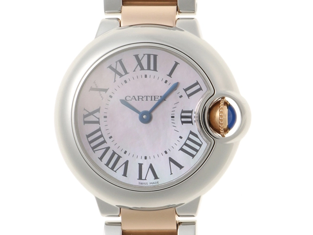 Cartier　カルティエ　時計　バロンブルーSM　W6920034　ピンクシェル文字盤　ピンクゴールド/ステンレススチール　クォーツ　レディース