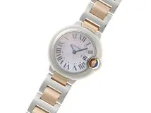 Cartier　カルティエ　時計　バロンブルーSM　W6920034　ピンクシェル文字盤　ピンクゴールド/ステンレススチール　クォーツ　レディース