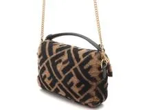 FENDI フェンディ ミニバゲット マンマバケット2WAYショルダー ムートン/シープスキン ブラウン 8BS017【472】YK