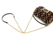 FENDI フェンディ ミニバゲット マンマバケット2WAYショルダー ムートン/シープスキン ブラウン 8BS017【472】YK