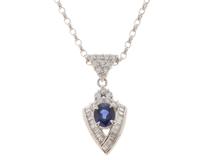 JEWELRY　ジュエリー　ネックレス　チェーンプラチナPT850　トッププラチナPT900　サファイア0.83　ダイヤモンドD0.55　重量7.1g　 【472】HG