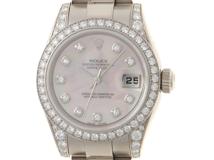 ROLEX　ロレックス　デイトジャスト ダイヤベゼル　K番　自動巻き　レディース　WG　ピンク・シェル10PD　179159NG　【432】　【2143600385769】