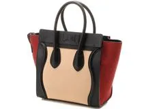 CELINE セリーヌ ラゲージマイクロショッパー ブラック/ベージュ/エンジ カーフ【430】2143700108107  の購入なら「質」の大黒屋（公式）