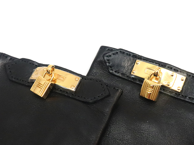 HERMES エルメス ソヤ ケリーグローブ ブラック GP ラムスキン