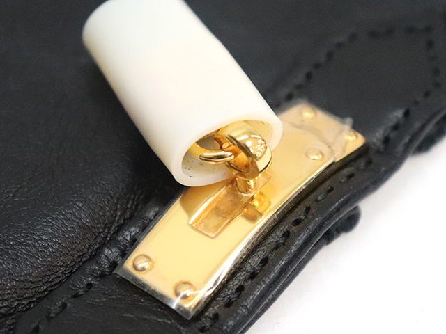 HERMES エルメス ソヤ ケリーグローブ ブラック GP ラムスキン