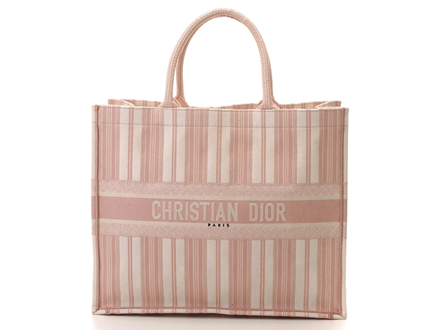 Dior ディオール バッグ ブックトート ラージ ストライプ ピンク ...