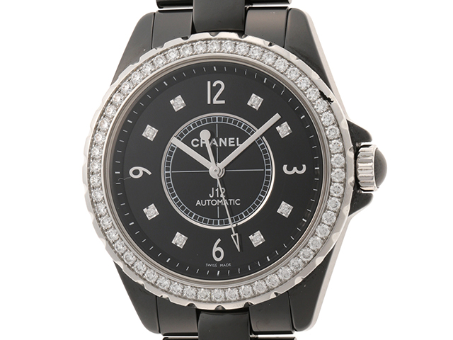 CHANEL シャネル J12 38 ダイヤベゼル H3109 ブラック8Pダイヤ CHANEL シャネル J12 38 ダイヤベゼル H3109 ブラック8Pダイヤ
