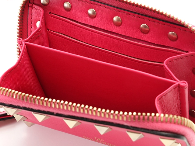 VALENTINO ヴァレンティノ ロックスタッズジップカードケース PINK