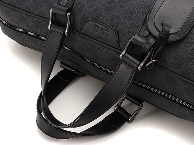 【極美品】グッチ ボストンバッグ シマ GGストリーム レザー ブラック 極美品】グッチ ボストンバッグ シマ GGストリーム レザー ブラック 極