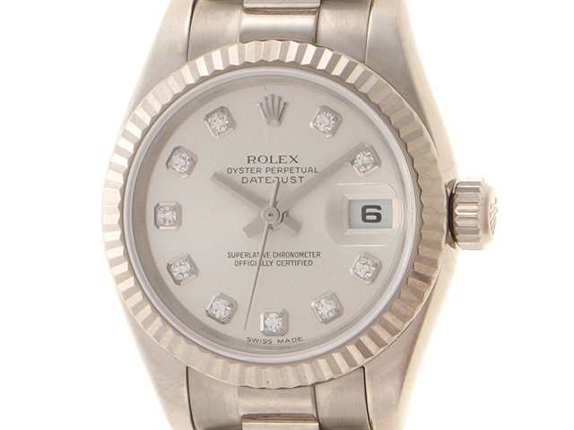 ROLEX ロレックス デイトジャスト レディース シルバー文字盤 179179G ...