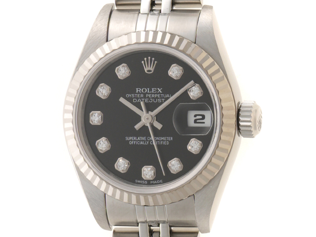 F番 ROLEX ロレックス ﾃﾞｲﾄｼﾞｬｽﾄ 79174G WG/SS ブラック10PD 自動巻き